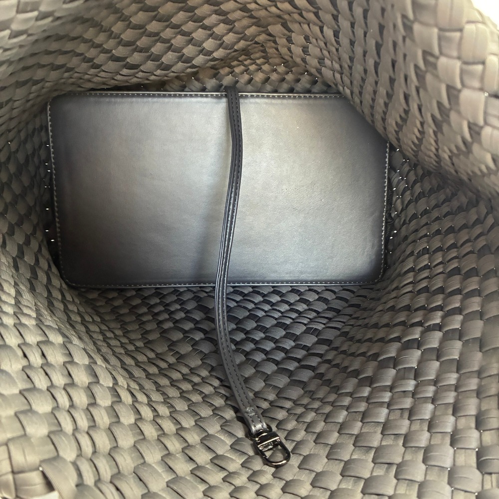 Bindya New York Handcrafted Woven Tote Bag Charcoal Grey Braided Handle NEW - Picture 6 of 13